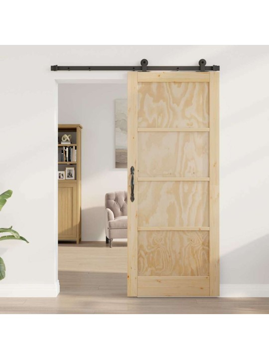 Liuguks naturaalne ja must 83 x 202 cm tugev männipuit ja teras