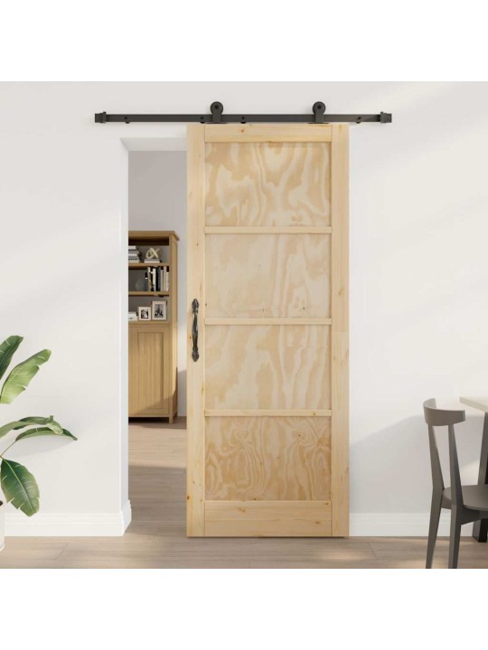 Liuguks naturaalne ja must 83 x 211 cm tugev männipuit ja teras