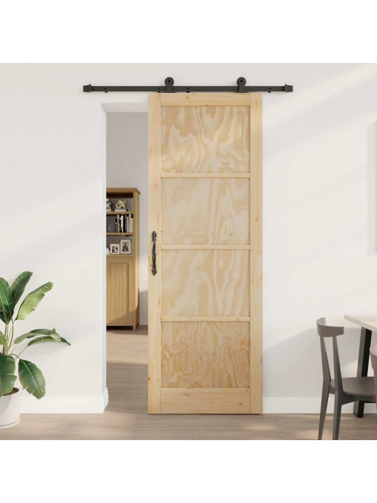 Liuguks naturaalne ja must 83 x 232 cm tugev männipuit ja teras