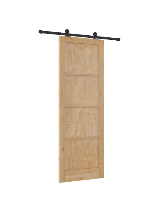 Liuguks naturaalne ja must 83 x 232 cm tugev männipuit ja teras