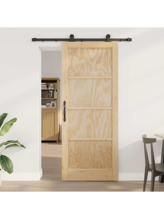 Liuguks naturaalne ja must 86 x 211 cm tugev männipuit ja teras