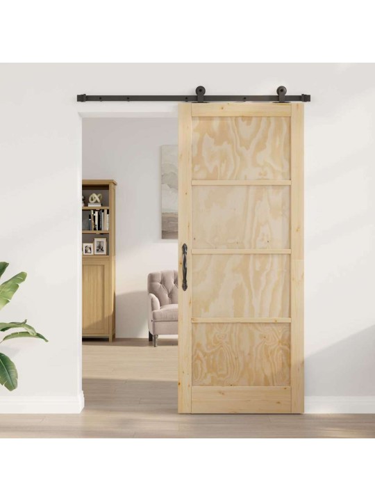 Liuguks naturaalne ja must 86 x 211 cm tugev männipuit ja teras