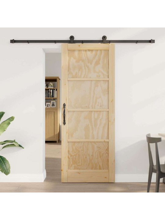 Liuguks naturaalne ja must 78 x 202 cm tugev männipuit ja teras