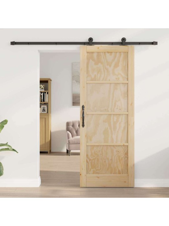 Liuguks naturaalne ja must 78 x 202 cm tugev männipuit ja teras