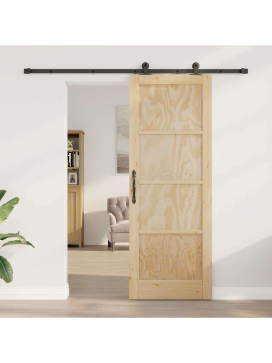 Liuguks naturaalne ja must 78 x 211 cm tugev männipuit ja teras