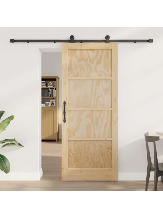 Liuguks naturaalne ja must 83 x 202 cm tugev männipuit ja teras