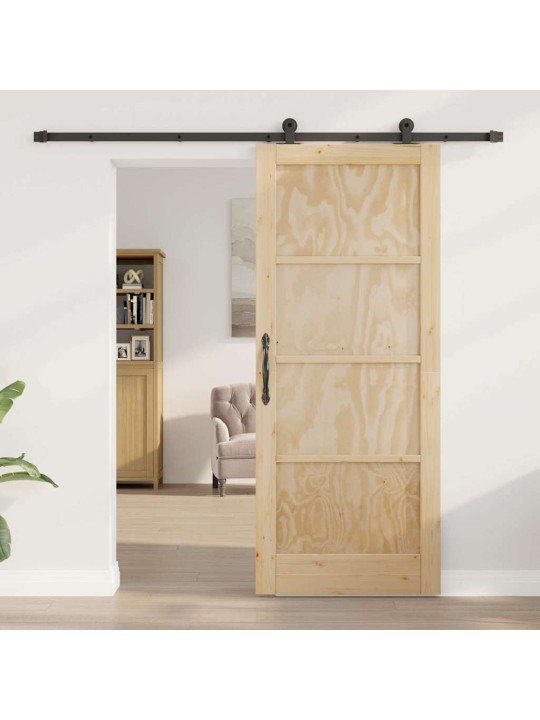 Liuguks naturaalne ja must 83 x 202 cm tugev männipuit ja teras