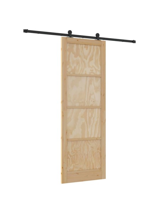 Liuguks naturaalne ja must 83 x 232 cm tugev männipuit ja teras