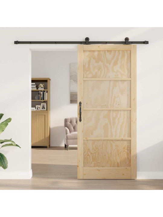 Liuguks naturaalne ja must 93 x 211 cm tugev männipuit ja teras