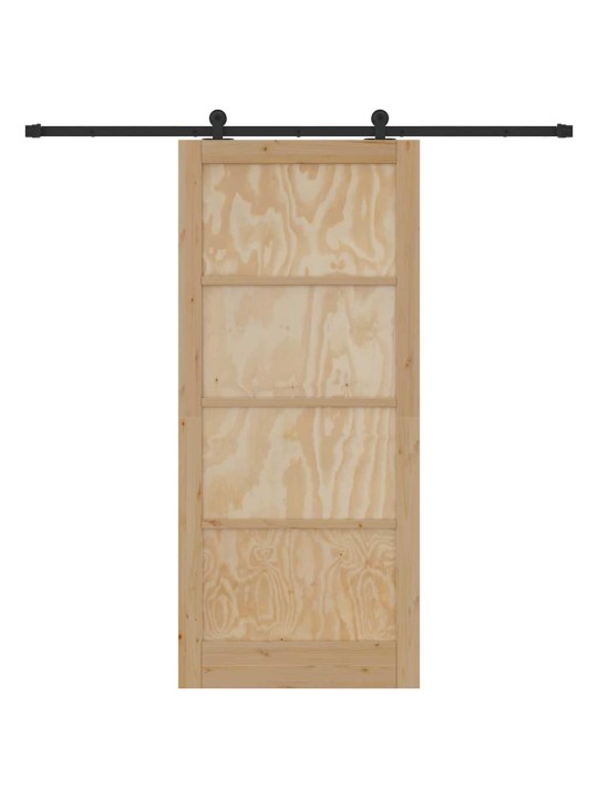 Liuguks naturaalne ja must 93 x 211 cm tugev männipuit ja teras