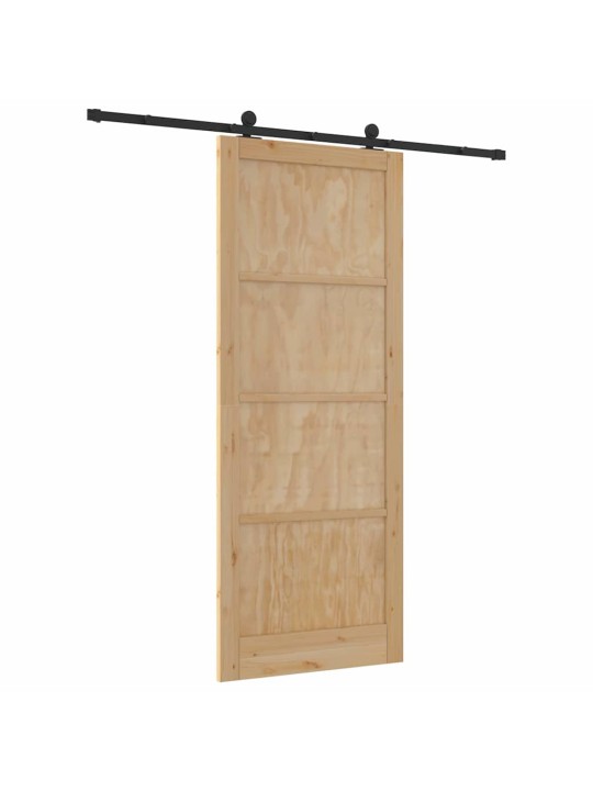 Liuguks naturaalne ja must 93 x 232 cm tugev männipuit ja teras