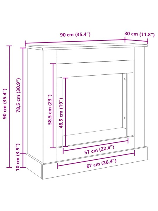 KAMINAÜMBRUS MUST TAMM 90X30X90 CM ENGINEERED WOOD