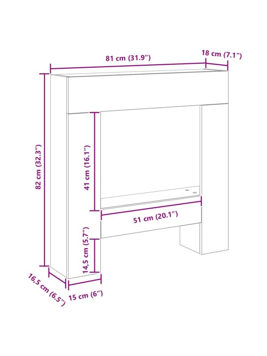 KAMINAÜMBRUS MUST TAMM 81X18X82 CM ENGINEERED WOOD