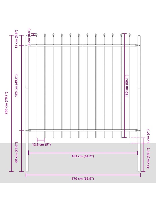 aiapaneel valge 6.8 x 1.5 m pulbervärvitud teras