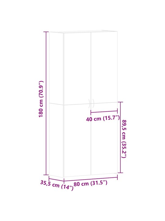 Kinga kapp riiuliga uksega pruun 80 x 35.5 x 180 cm tehispuit