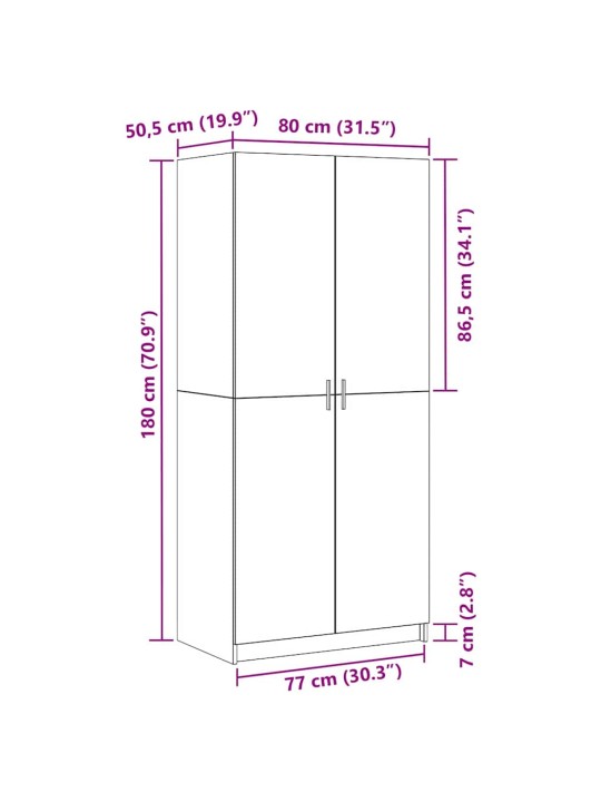 Kapp must raudne 80x51x180 cm tehispuit