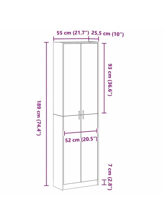 Garderoobikapp riiuliga hall sonoma 55 x 25 x 189 cm tehispuit