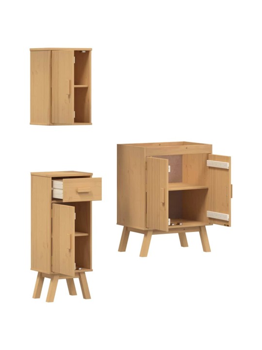 Vannitoa mööblikomplekt sahtliga 3 tk pruun 114 x 43 x 73.5 cm