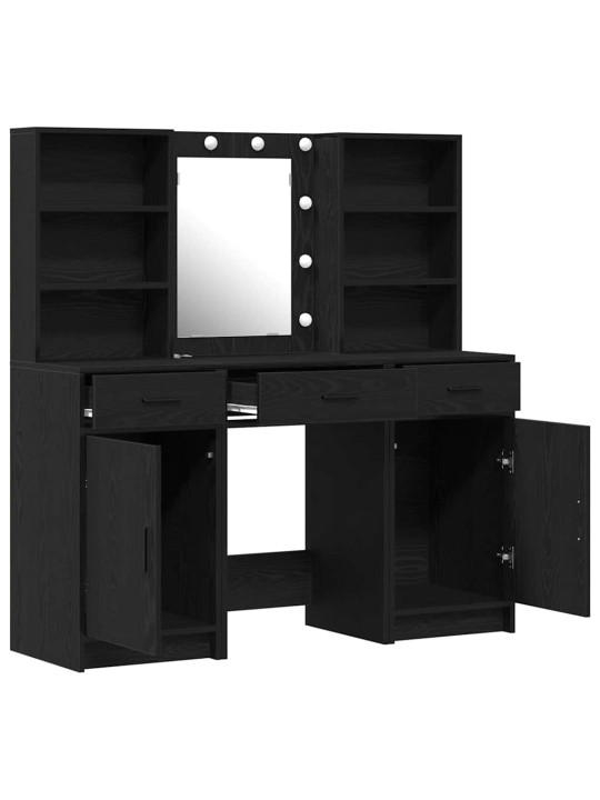 Tualettlaua komplekt 3 tk must tamm 50 x 41 x 135 cm tehispuit
