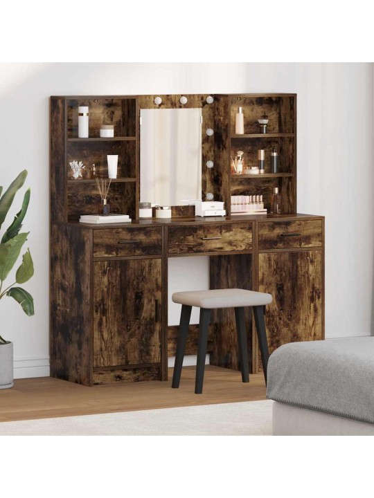 Tualettlaua komplekt 3 tk suitsetatud tamm 50 x 41 x 135 cm