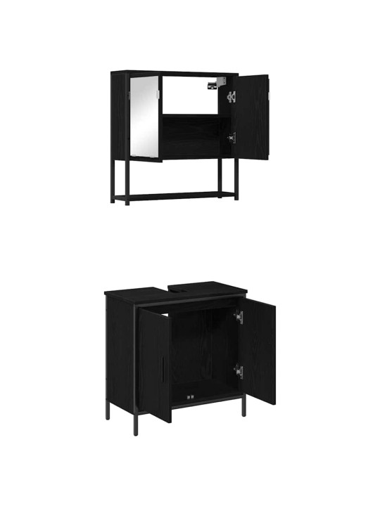 Vannitoa mööblikomplekt uksega 2 tk must 60 x 30 x 60 cm tehispuit