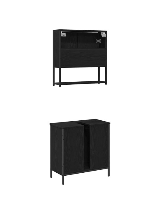 Vannitoa mööblikomplekt uksega 2 tk must 60 x 30 x 60 cm tehispuit