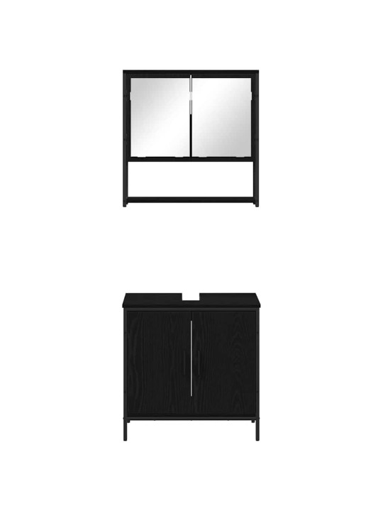 Vannitoa mööblikomplekt uksega 2 tk must 60 x 30 x 60 cm tehispuit
