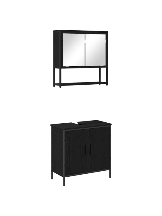 Vannitoa mööblikomplekt uksega 2 tk must 60 x 30 x 60 cm tehispuit