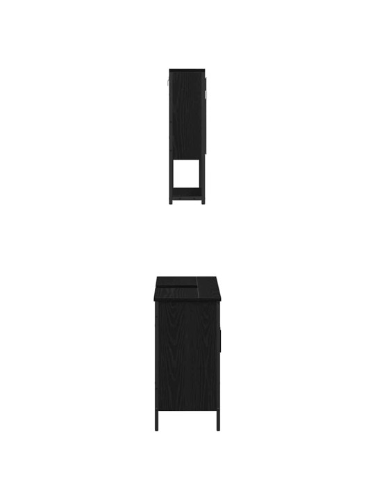 Vannitoa mööblikomplekt uksega 2 tk must 60 x 30 x 60 cm tehispuit