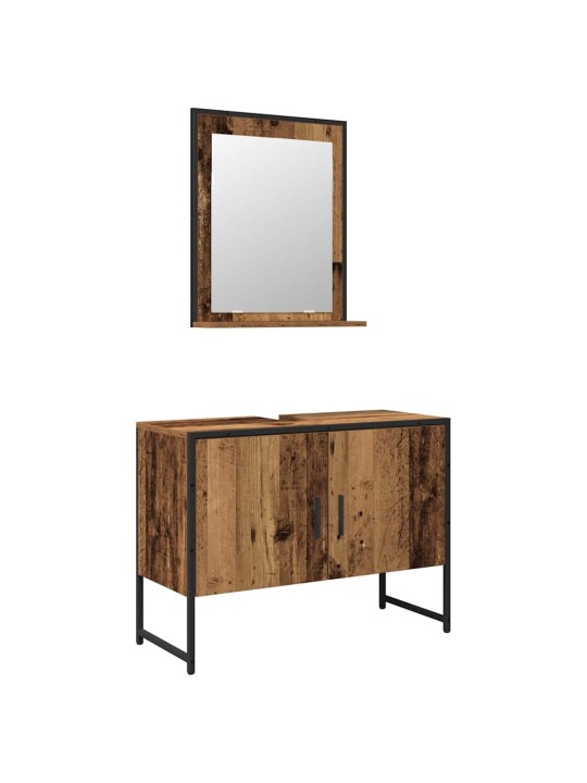 Vannitoa mööblikomplekt uksega 2 tk pruun 80 x 33 x 60 cm tehispuit