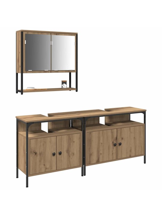 Vannitoa mööblikomplekt uksega 3 tk pruun 80 x 30 x 60 cm tehispuit