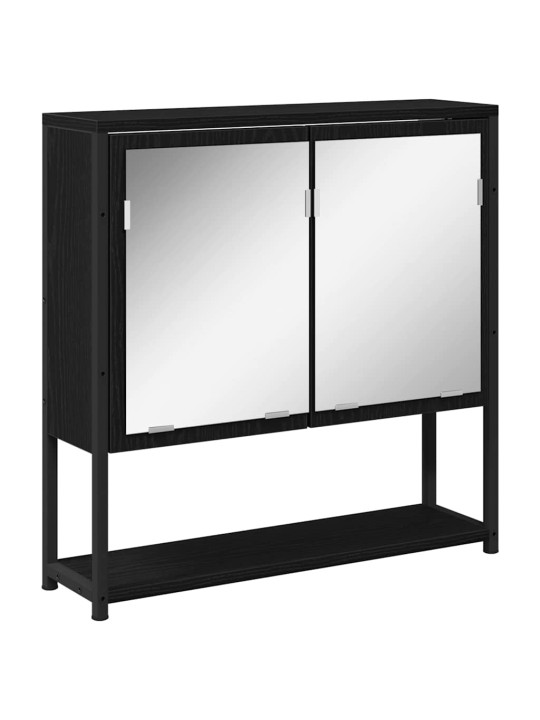 Vannitoa mööblikomplekt uksega 3 tk must 80 x 30 x 60 cm tehispuit
