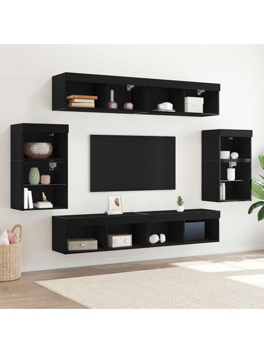 Hõljuvad riiulid 2 tk must tamm 40x28,5x40 cm mdf-st