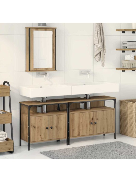 Vannitoa valamud uksega 3 tk pruun 80 x 30 x 60 cm tehispuit