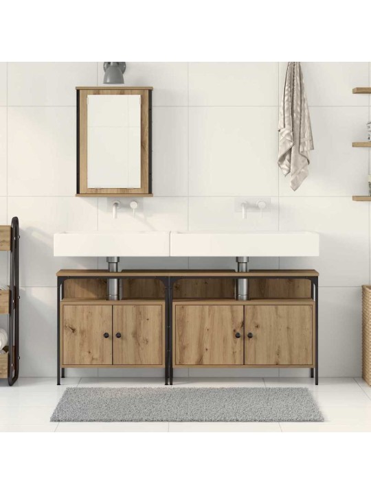 Vannitoa valamud uksega 3 tk pruun 80 x 30 x 60 cm tehispuit