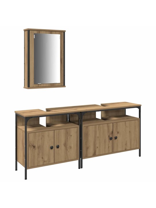 Vannitoa valamud uksega 3 tk pruun 80 x 30 x 60 cm tehispuit