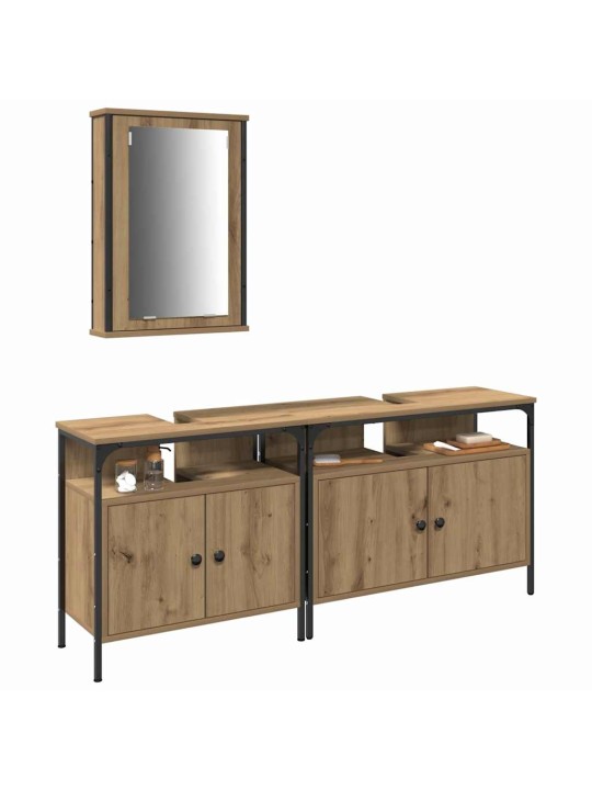 Vannitoa valamud uksega 3 tk pruun 80 x 30 x 60 cm tehispuit