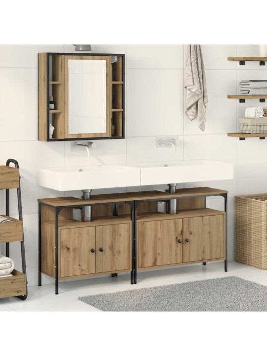 Vannitoa valamud riiuliga 3 tk pruun 80 x 30 x 60 cm tehispuit