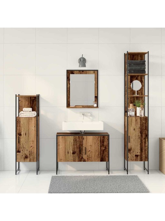 Vannitoa mööblikomplekt 4 tk pruun 33 x 33 x 185.5 cm tehispuit