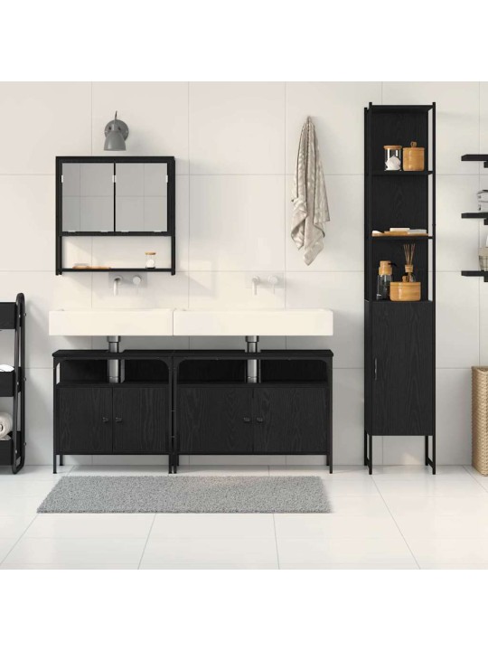 Vannitoa mööblikomplekt 4 tk must tamm 33 x 33 x 185.5 cm tehispuit