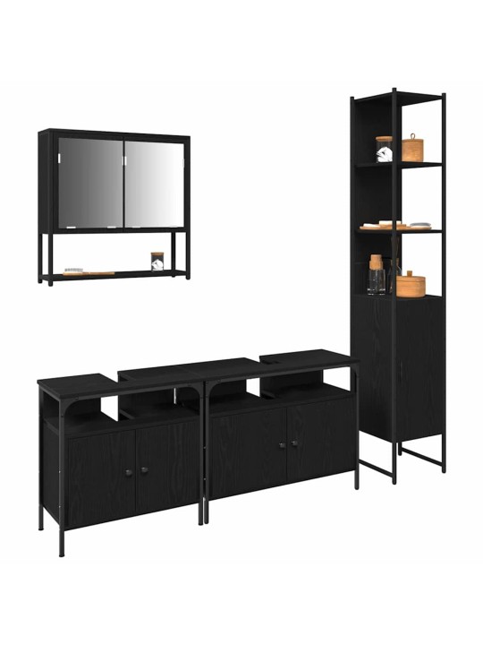 Vannitoa mööblikomplekt 4 tk must tamm 33 x 33 x 185.5 cm tehispuit