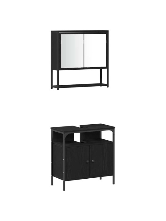 Vannitoa mööblikomplekt 4 tk must tamm 33 x 33 x 185.5 cm tehispuit