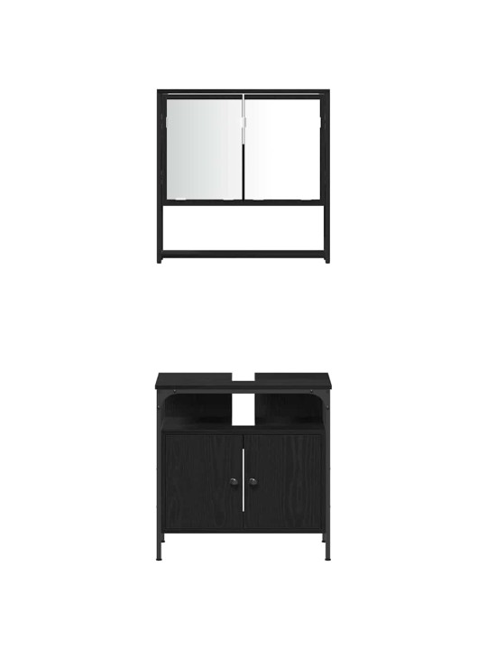 Vannitoa mööblikomplekt 4 tk must tamm 33 x 33 x 185.5 cm tehispuit