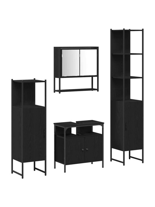 Vannitoa mööblikomplekt 4 tk must tamm 33 x 33 x 185.5 cm tehispuit