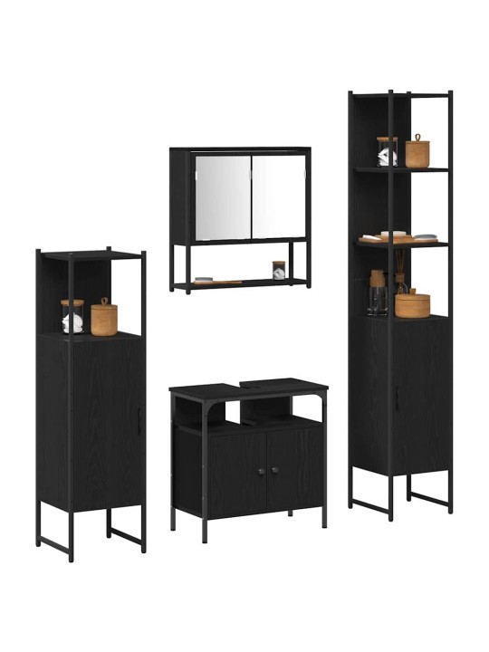 Vannitoa mööblikomplekt 4 tk must tamm 33 x 33 x 185.5 cm tehispuit