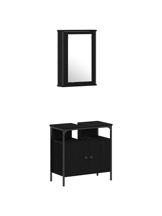 Vannitoa mööblikomplekt 4 tk must tamm 33 x 33 x 185.5 cm tehispuit