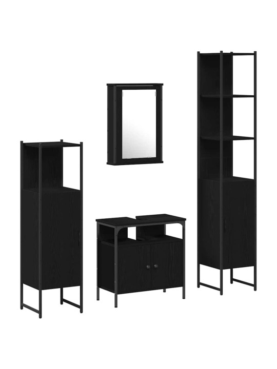Vannitoa mööblikomplekt 4 tk must tamm 33 x 33 x 185.5 cm tehispuit