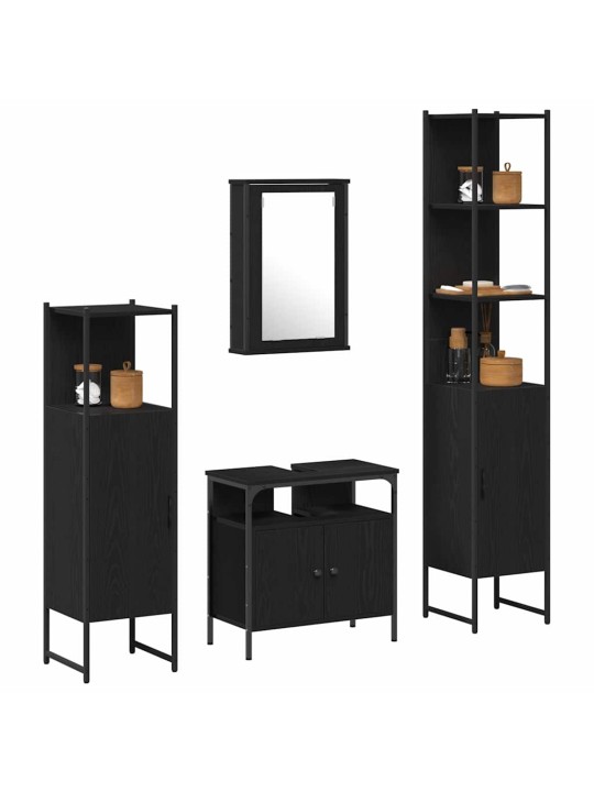 Vannitoa mööblikomplekt 4 tk must tamm 33 x 33 x 185.5 cm tehispuit