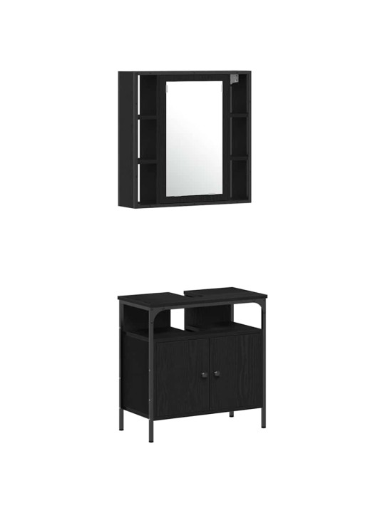 Vannitoa kapikomplekt uksega 4 tk must tamm 33 x 33 x 185.5 cm