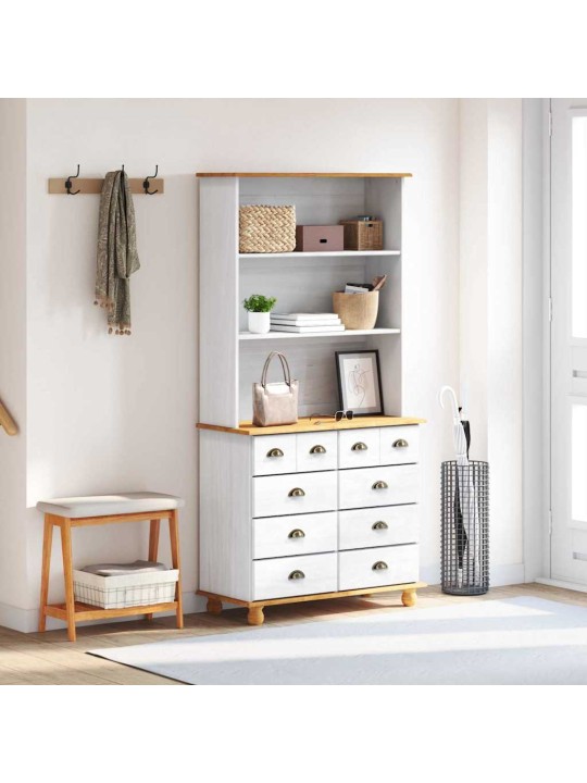 Konsoollaud sahtliga riiuliga valge 91 x 40 x 184 cm männipuit